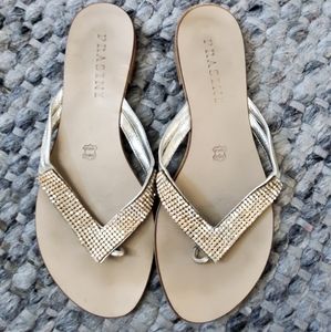 PRASINI Sandals, Size EU 38, Gold with Rhinestone.